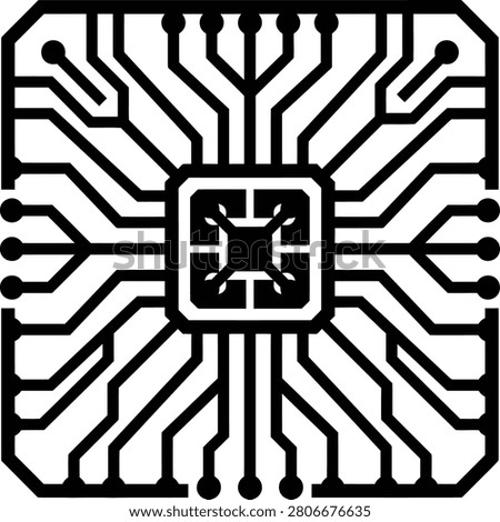 Abstract circuit board silhouette evokes futuristic innovation