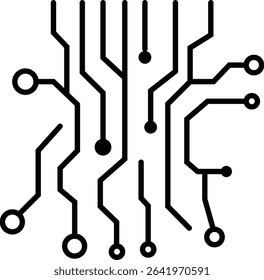 Abstract circuit board simple black and white icon