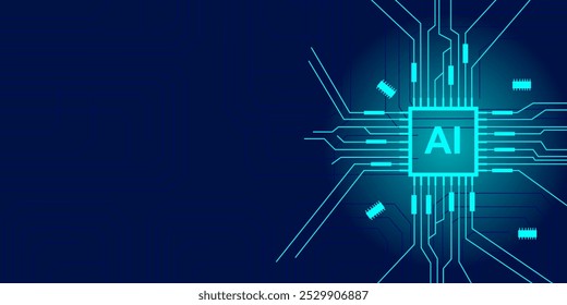 Abstract circuit board technology AI vector. Abstract circuit board Artificial Intelligence digital technology vector design.