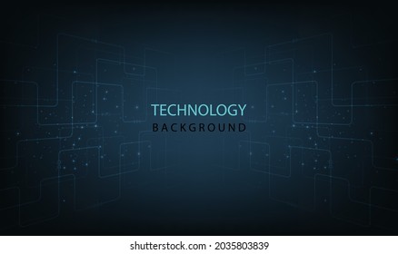  Abstract Circuit board technology background.Vector abstract technology illustration Circuit board on dark blue background.High tech circuit board connection system concept. 