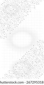 Abstract Circuit Board Technology Concept.  Abstract Digital Technology Background Modern Gray and White Design.