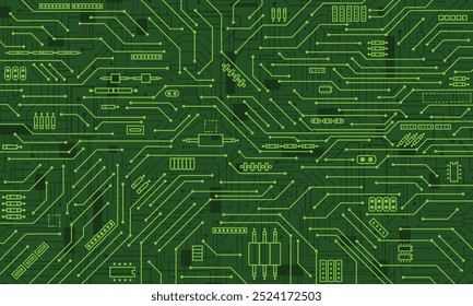Fundo verde da linha da tecnologia da placa de circuito abstrata