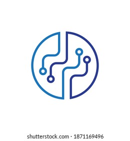 Abstract Circuit board, technology vector icon. Web site design, logo, app. Computer, network, internet, communication, tech icon. Vector stock illustration.