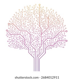 Árvore da placa de circuito abstrato. Ilustração da árvore do circuito técnico 