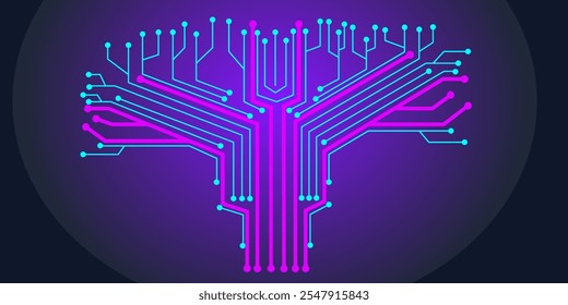 Abstract circuit board tree technology digital concept vector design background. Abstract tree technology from lines circuit board technology digital concept vector design background.