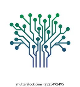 Abstract Circuit Board Tree Vector icon.