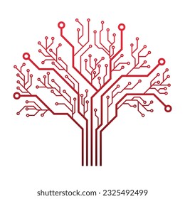 Abstract Circuit Board Tree Vector icon.