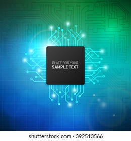 Abstract circuit board vector background. Processor and chip, engineering, motherboard and computer design, vector editable illustration