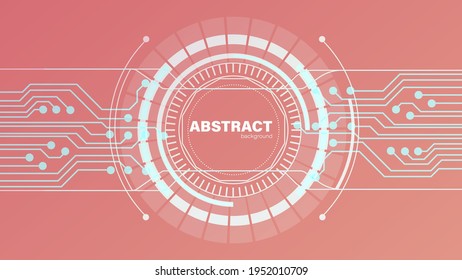 Abstract circuit in circle with light on pink background, Technology background concept with copy space, vector illustration.