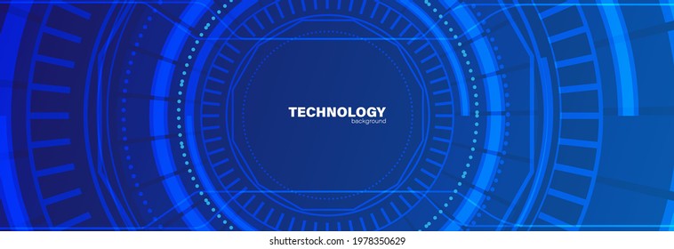Abstract circuit in circle with light on dark blue background, Technology background concept with copy space, vector illustration.