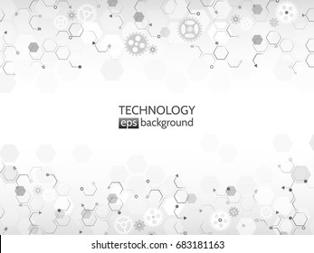 Abstract circuit communication concept. Background with various computer technology and engineering elements. Digital vector illustration eps 10