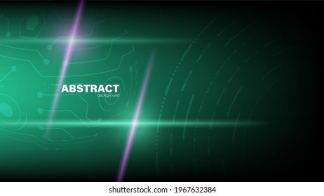 Abstract circuit with light on dark green background, Technology background concept with copy space, vector illustration.