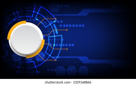 Abstract circuit lines and orange arrow on dark background