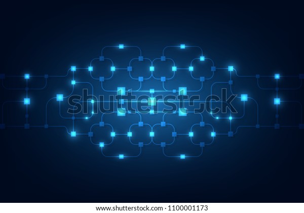 抽象的な回路ネットワークのブロックチェーンのコンセプト のベクター画像素材 ロイヤリティフリー