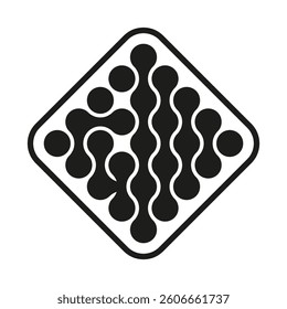 Abstract circuit pattern. Geometric futuristic shape. Digital neural network. Black vector design.