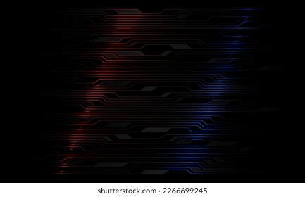 Abstract circuit pattern red blue light on black design modern technology futuristic background vector illustration.