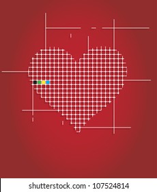 Abstract circuit pixel heart mosaic background