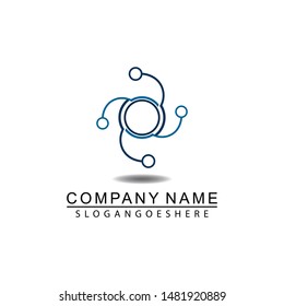 Abstract circuit tech logo, design concept, emblem, icon, flat logotype element for template.