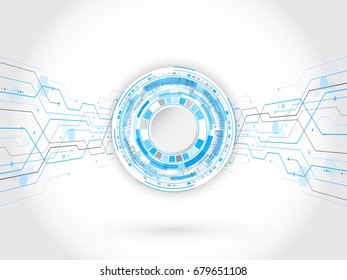 Abstract circuit technology concept. Futuristic circle elements background. Hi-tech computer technology on the grey background. Vector illustration eps 10