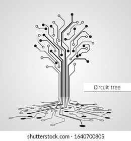 Abstract Circuit Tree. Technology design element. Computer engineering hardware system. Vector