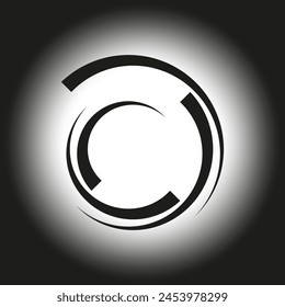 Abstract circular arrows icon. Cycle process concept. Continuous motion symbol. Black and white design. Vector illustration. EPS 10.