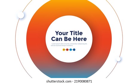 Abstract circular backdrop or frame with round elements orbiting center. Modern clean design template with place for text. Simple vector illustration for decorative banner, business presentation.