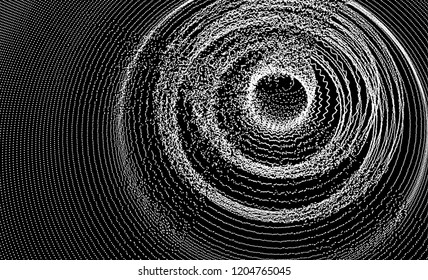 Abstract circular background with dynamic dots. Radial structure for science or technology.  Network illustration with particle. 3D grid surface. 