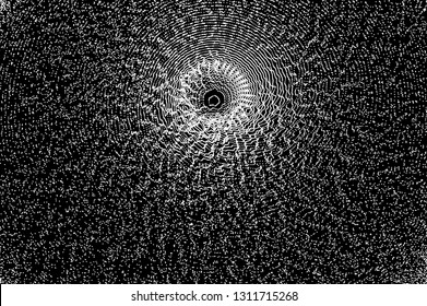 Abstract circular background with dynamic dots. Radial structure for science or technology.  Network illustration with particle. 3D grid surface. 