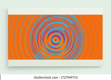 Abstract circular background with dynamic dots. Radial structure for science or technology.  Network illustration with particle. 3D grid surface. 