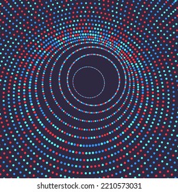 Abstract circular background with dynamic dots. Structure for science or technology. Sound wave. Big data visualization. Network illustration with particle. 3d vector illustration. 