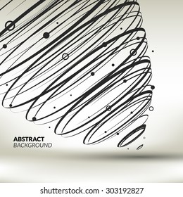 Abstract circular background. The volume pattern in the form of a rotating funnel.