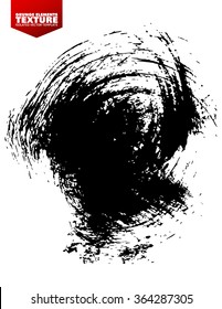 Abstract circular black ink splash background, grunge vector design template - paint brush