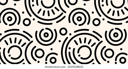 Abstract Circular Black White Geometric Pattern Design Art