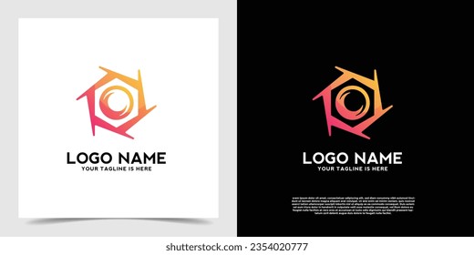 Abstract Circular with camera icon vector. Camera logo vector template