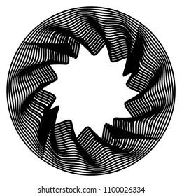 Abstract circular, concentric element, shape on white