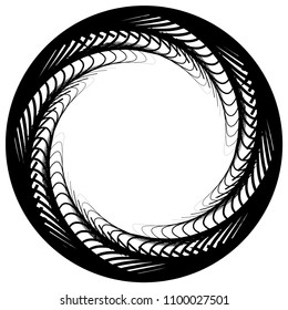 Abstract circular, concentric element, shape on white