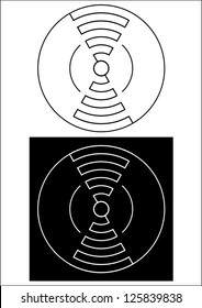 Abstract circular crop circle line design in black and white