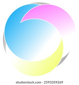 abstract circular design with blue, pink, and yellow gradients, creating a modern and dynamic look. The smooth transitions and curved elements create a dynamic, futuristic look, perfect for creative.