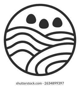 Abstract circular design eggs rolling hills landscape
