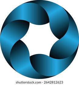 Abstract circular design element in shades of blue.