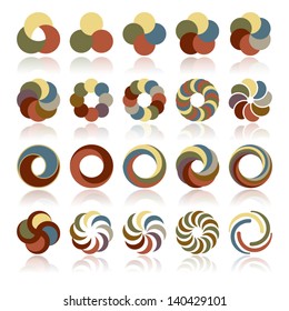 Abstract Circular Design Elements, Vector Illustration.  Useful Patterns For Logo Design, Decoration, Ornaments And More.