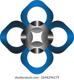 Abstract circular design featuring blue and gray tones in a modern style.