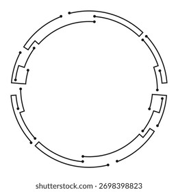 Design circular abstrato com elementos de circuito digital, ideal para projetos e planos de fundo com temas tecnológicos.