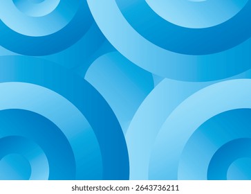  Design circular abstrato com anéis 3D em camadas em vários tons azuis. A sobreposição de formas e gradientes suaves cria profundidade e movimento visual. Ideal para planos de fundo modernos, branding ou web design