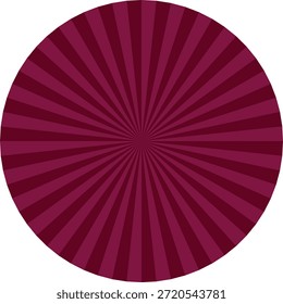 An abstract circular design featuring radial maroon gradient rays