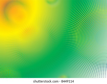 Abstract circular design in green and yellow with copy space
