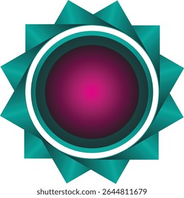 Abstract circular design with teal and magenta color scheme.