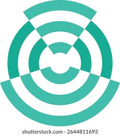 Abstract circular design in teal and white, featuring a modern and artistic style.
