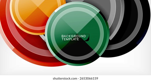Abstract circular design. Vibrant colors blend, creating dynamic visual effect. Modern template suitable for backgrounds, presentations.