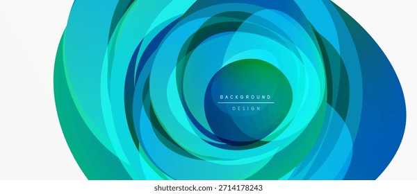 Abstract circular design. Vibrant turquoise, green hues blend. Modern background element, dynamic composition, smooth gradients present.
